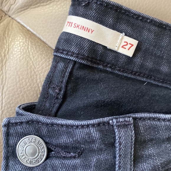Levis 711 Skinny Size 27  Gray Black Used - Picture 2 of 5
